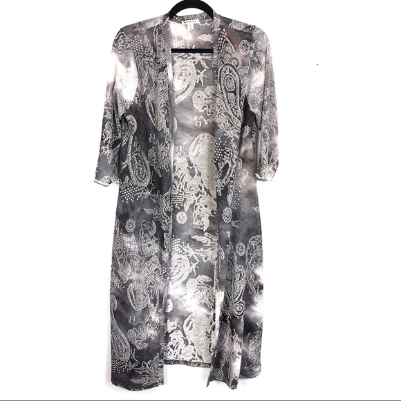 SPANNER Sweaters - Black white tie dye print duster S2